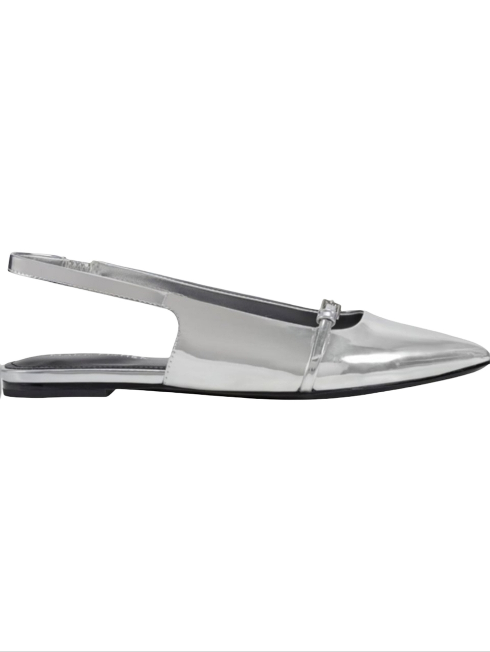 Marc Fisher Elelyn Silver Metallic Pointed Toe Slingback Flats Size 7.5